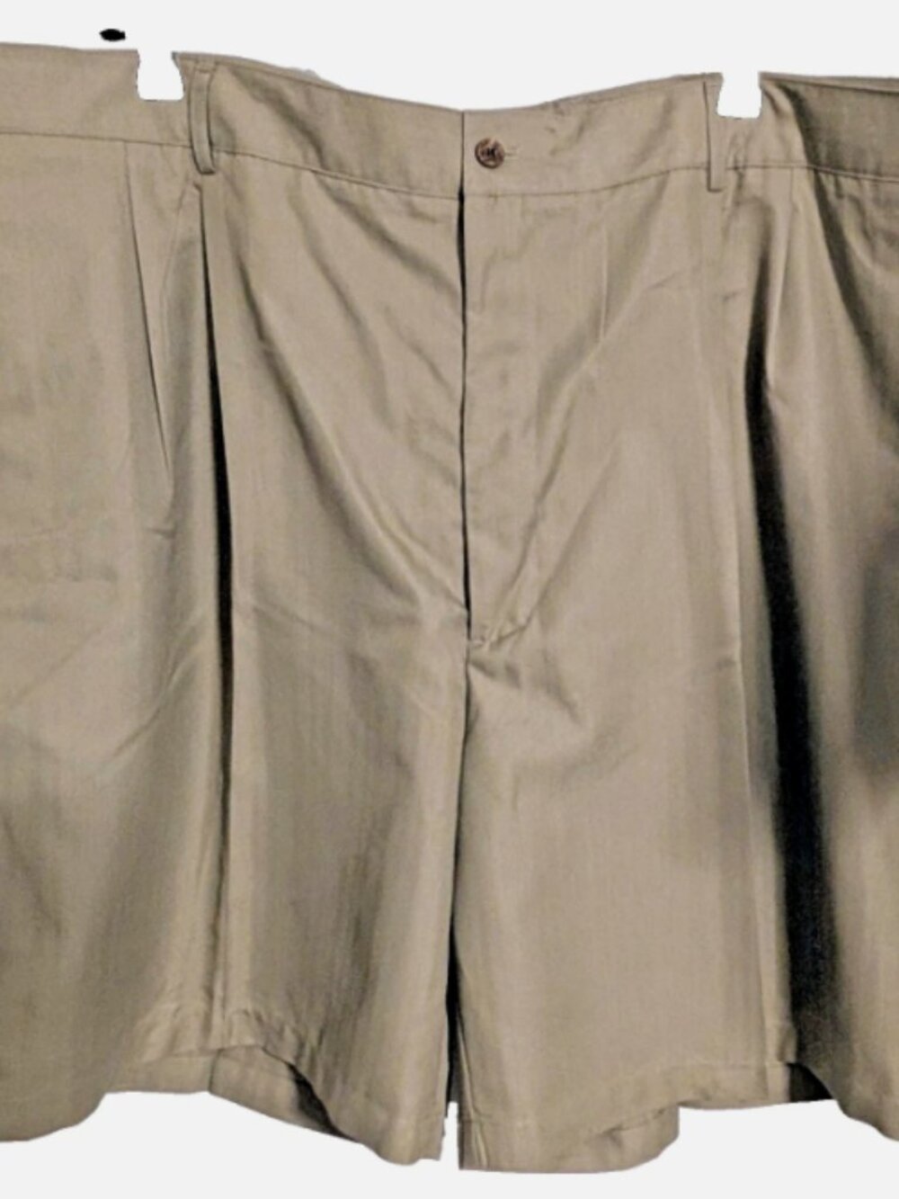 CARIBBEAN JOE Shorts Men's Pleated Front Slash Pocket Casual Chinos Khaki 48